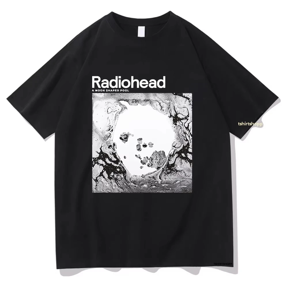 

Футболка для бассейна в форме луны Radiohead для мужчин и женщин, Harajuku Trend, винтажная футболка с группой, классические хлопковые футболки 2025 года, топы, одежда