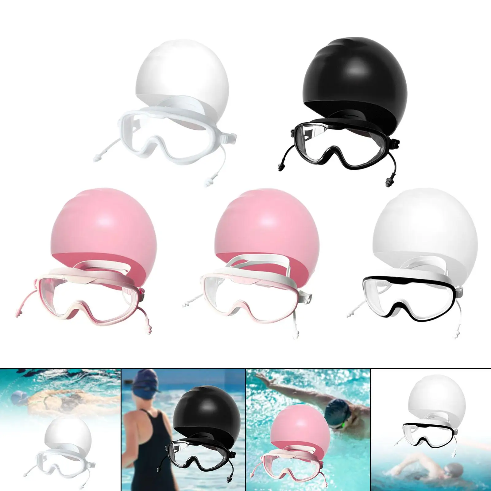 

Swim Goggles and Cap Wide View Eyewear for Swim Swimming Pool Water Sports