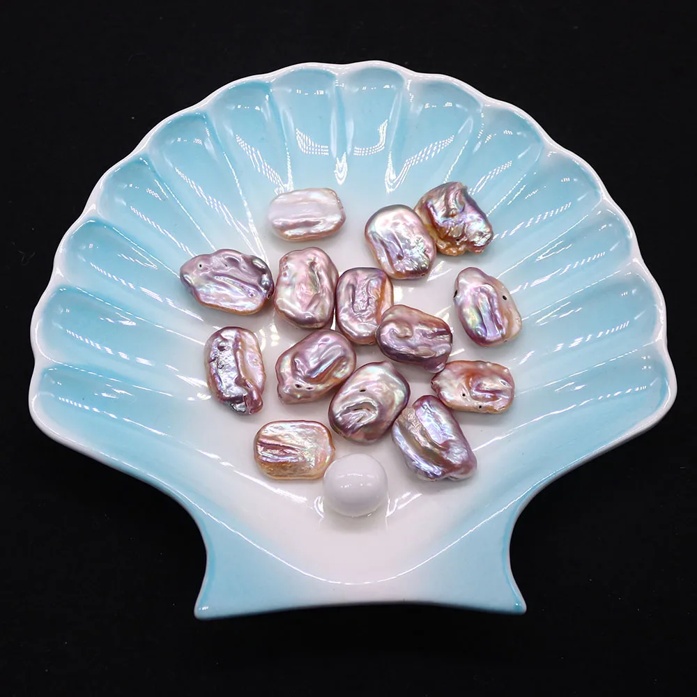 

Purple Natural Freshwater Pearl Beads Rectangle Straight Hole Pearls 5 Pcs Handmade Fashion Necklace Jewelry Accessory 14x19mm