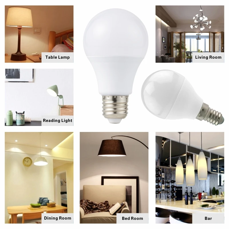 2 uds bombilla LED E27 E14 3W 6W 9W 12W 15W 18W 20W bombillas de potencia Real AC 220V-240V foco Lampada Bombillas LED lámpara