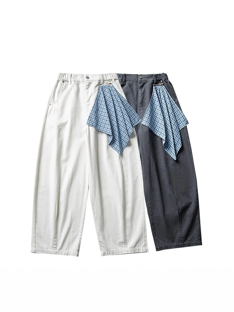 

American High Street Retro Washable Detachable Scarf Pure Color Straight Loose Wide Leg Knife Casual Long Trousers Trendy