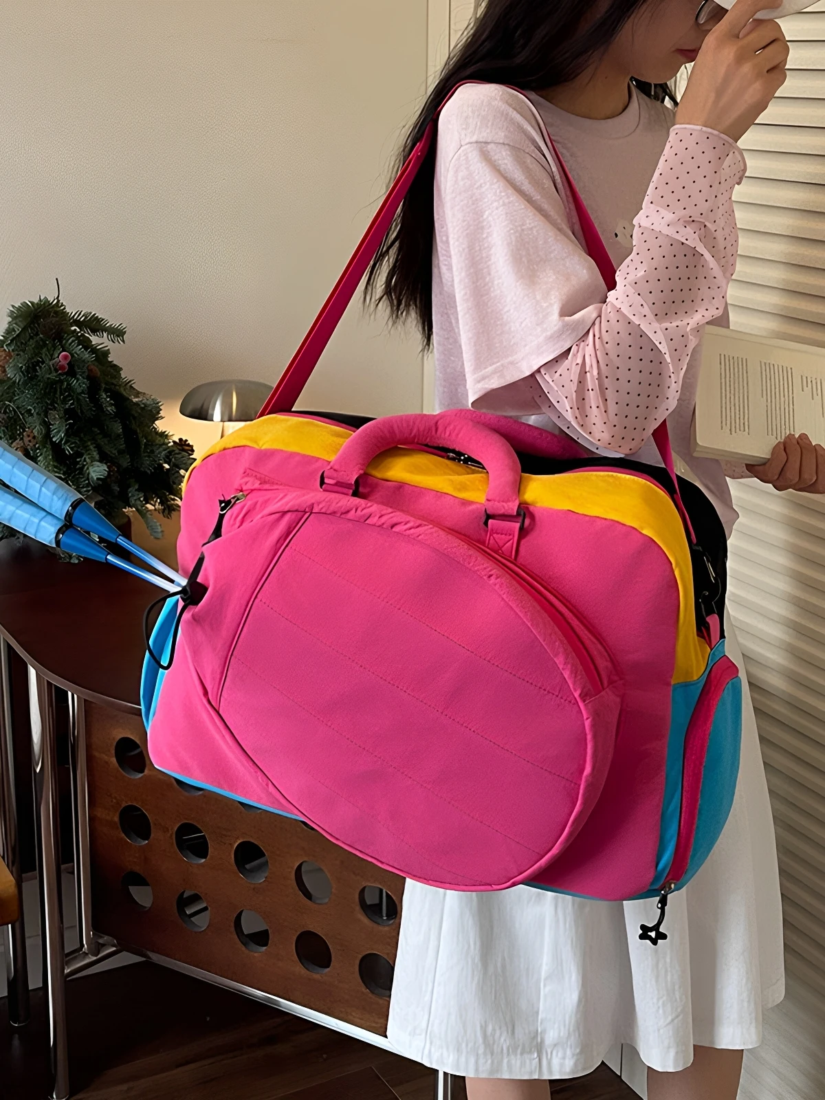 sport-fitness-bag-large-capacity-crossbody-handbag-short-trip-travel-bag-for-badminton-racket-tennis-racket-storage