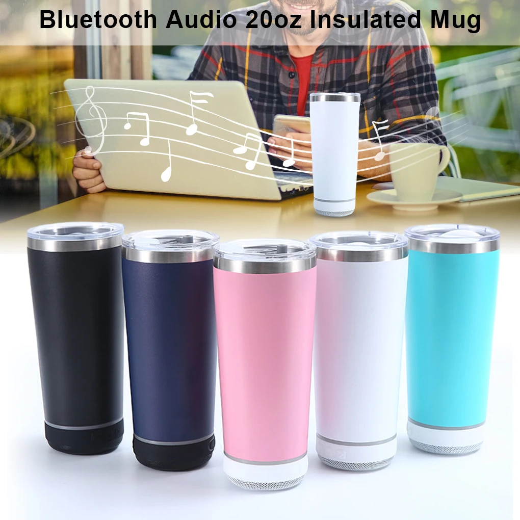 Bluetooth Music Tumbler Impact-resistant Non-deformable Smooth Line Round Edge Pollution-free Pink