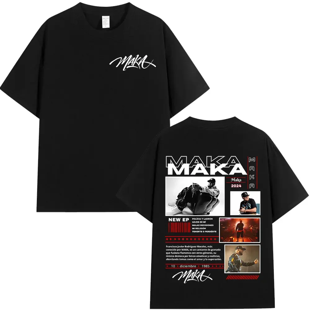 Rapper Maka Tour Merch T Shirts Men Women Clothing Fashion Vintage T-shirt Cotton Casual High Quality Cotton T Shirt Streetwear image 2