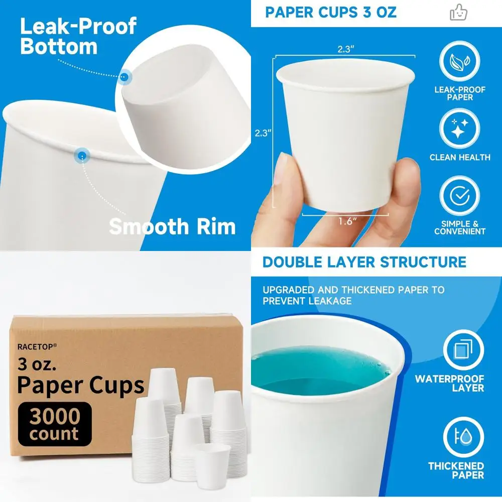 

Одноразовые бумажные стаканчики на 3 унции — идеально подходят для полоскания рта, вечеринок, пикников и путешествий в ванной комнате.