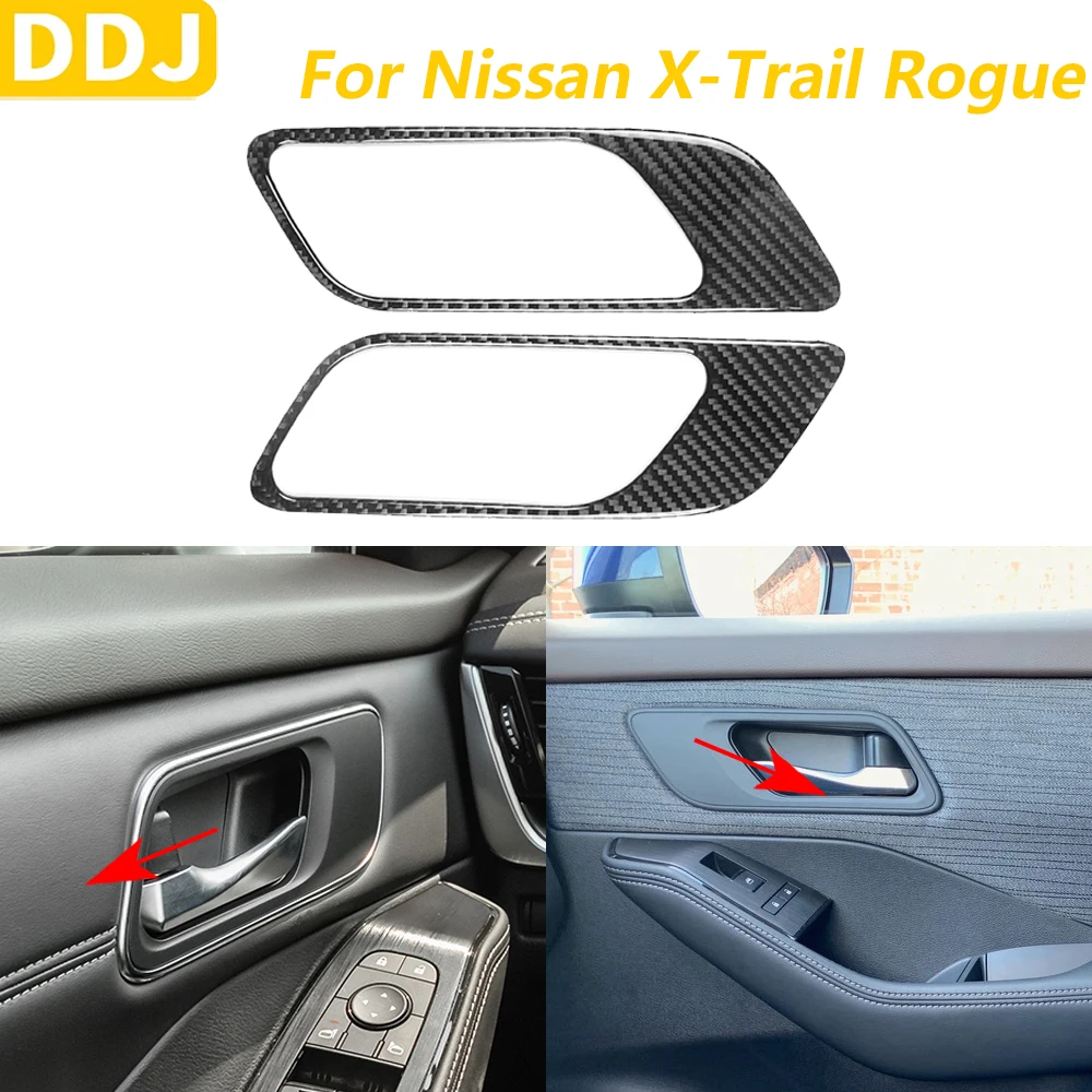 

For Nissan X-Trail Rogue 2021-2024 Carbon Fiber Front Door Handle Frame Panel Decorative Cover Car Accessories Interior Sticker