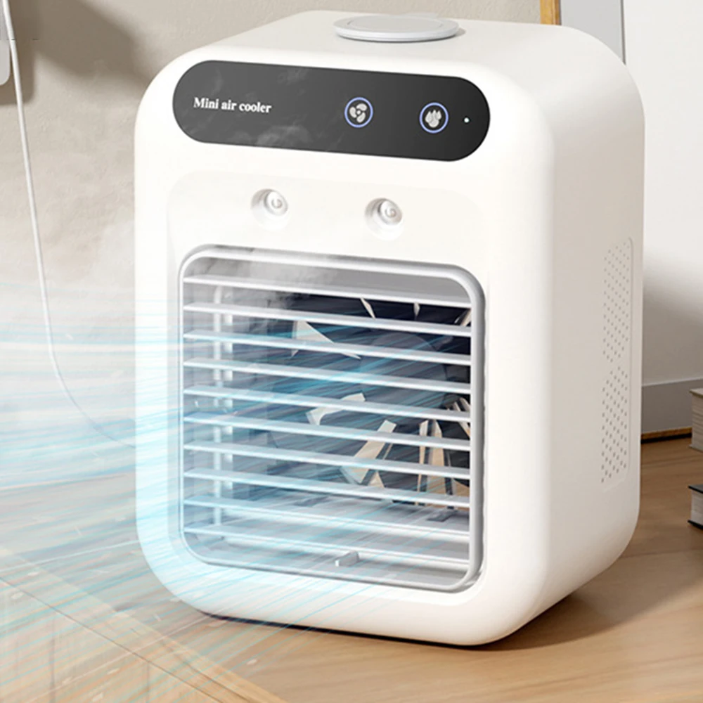 2 versnellingen draagbare airconditioner koeler ventilator USB oplaadbare mini-luchtbevochtiger voor thuis kamer camping koelwatertank nachtlampje