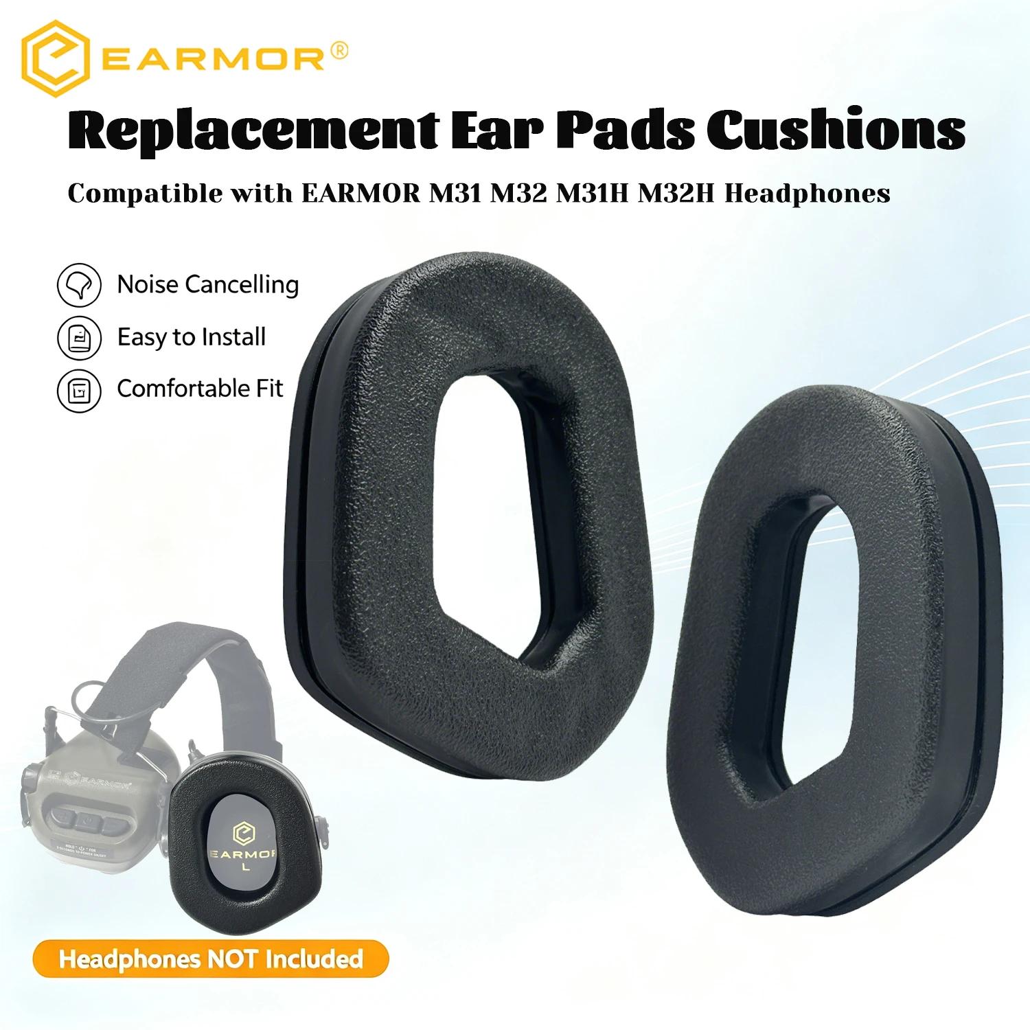Silicone Replacement Ear Pads Compatible with M31 M32 M31H M32H S03 Tactical Headset Ear Cushion