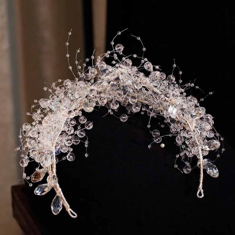 Elegant Lace & คริสตัล Brides Headbands ผีเสื้อ Tiaras เจ้าสาว Hairbands อุปกรณ์เสริมผมแต่งงาน