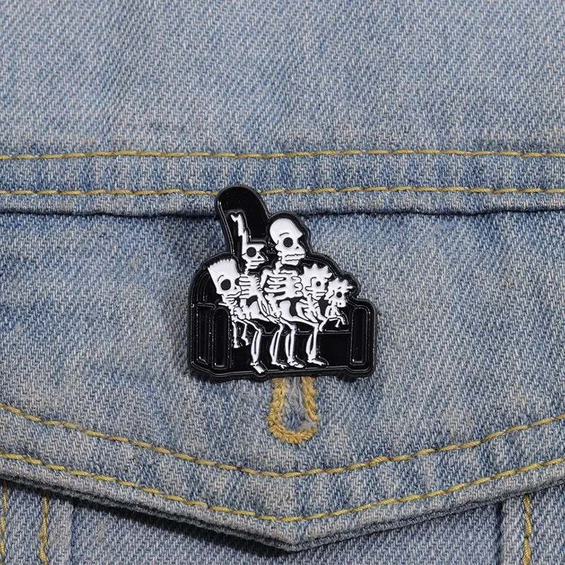 New Cartoon Anime Figure Brooch Funny Skeleton The Simpsons Metal Enamel Pin Halloween Series Clothing Decor Gift - view 4