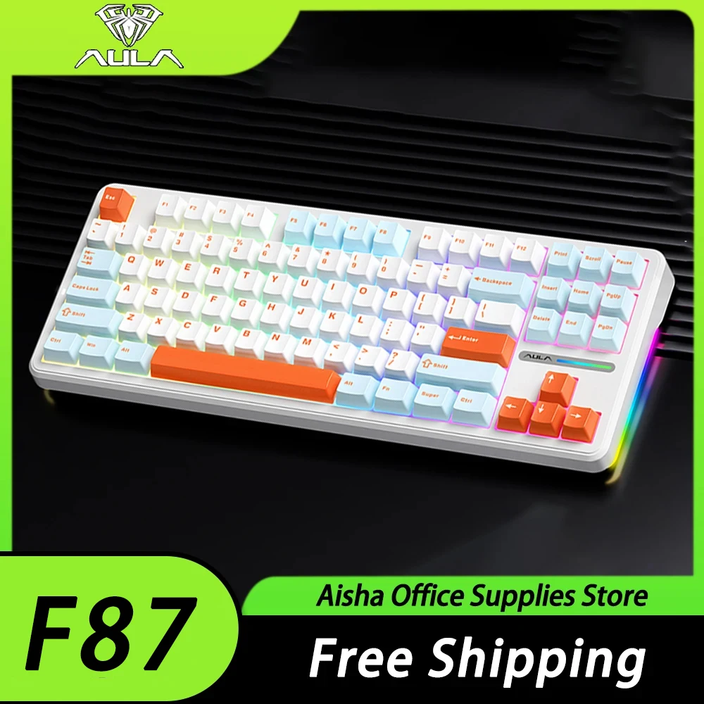 

Aula F87 Mechanical Keyboard Three Mode RGB Backlit Wireless Gaming Keyboard Hotswap Gasket Pc Gamer Accessories Office Mac Gift