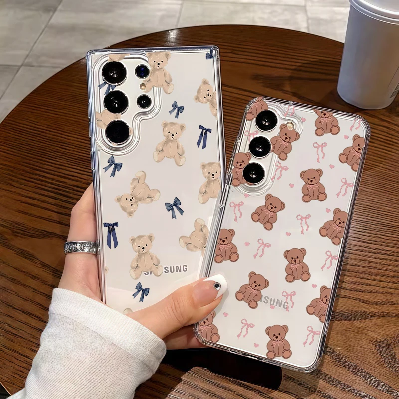 Funda para Teléfono con Lazo de Osito de Peluche para Samsung Galaxy S26 S25 Ultra A57 A56 5G A36 A26 A16 A07 A55 A15 A54 S24 S23 Plus FE