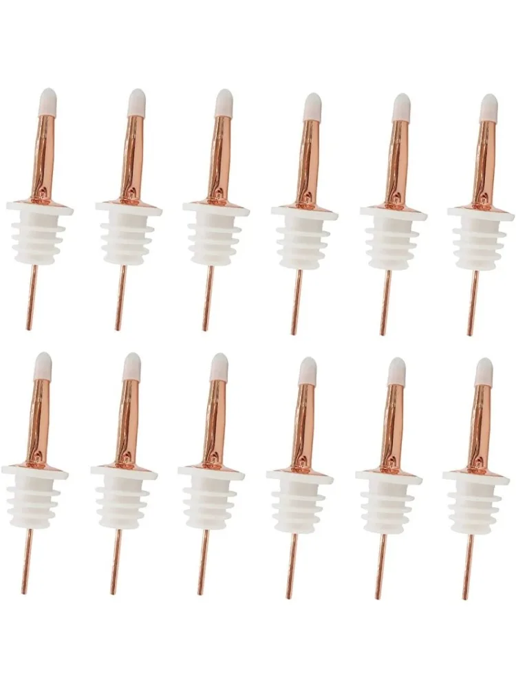 12Pack Liquor Pour Spouts Set - Stainless Steel Bottle Spout and Liquor Pourers Dust Caps Covers Silver White