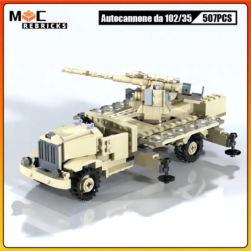 

MOC Building Blocks Military Heavy Trucks F-634 With Autocannone Armored Vehicle DIY Technology Weapon Kid’s Bricks Toys Gifts