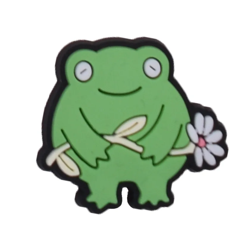 Funny Green Frog Shoe Charms for Crocs Accessories Clogs Pins Women Badges Boy Girls Jeans Kids Decorations Shoes Accessories