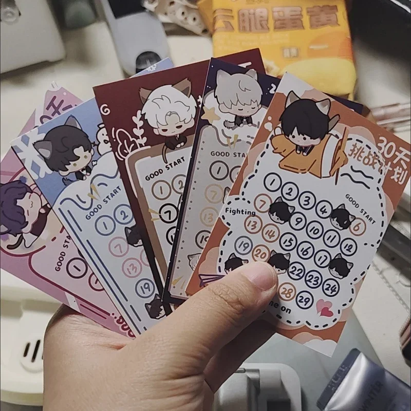 5Pcs/Set Monthly Planner Love and Deepspace Card Xavier Zayne Rafayel ralayo Sylus Caleb  Cosplay Rounded Corners LOMO Card Gift