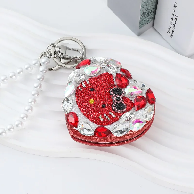 

Hello Kitty Keychain Anime Cartoon Cute Women Accessories Kt Versatile Convenient Beauty Mirror Bag Charm ToyGirl Gift Wholesale