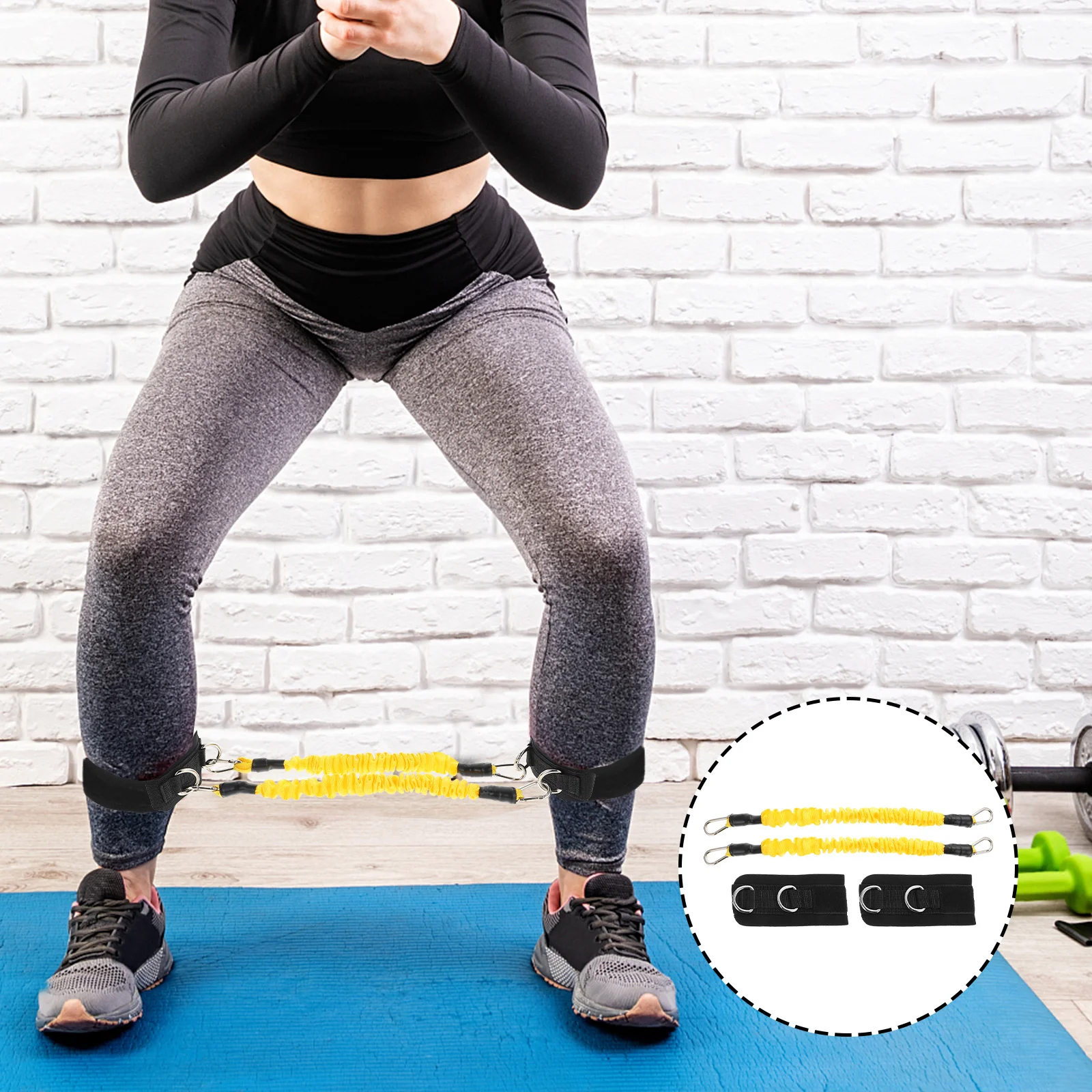 

1 Set Of Leg Resistance Bands Ankle Straps Portable Fitness Tube Bands For Glute Activation Firming Legs Training Accessory