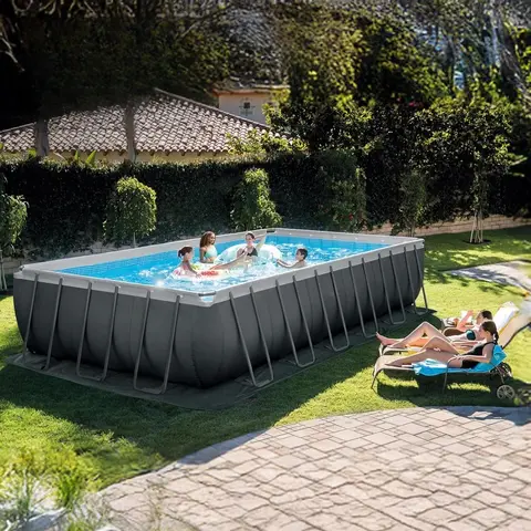 Ultra XTR 24 ft x 12 ft 52 in Above Ground Pool Set, Rectangular Swimming Pool with Steel Frame, 2100 GPH Sand Filter