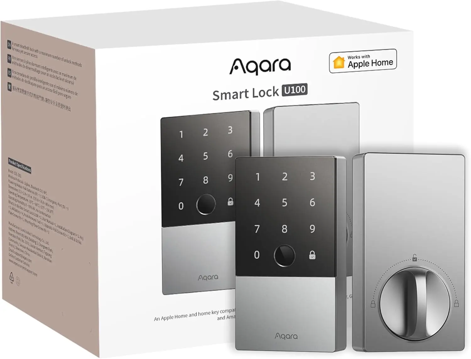 Smart Lock U100, Fingerprint Door Lock with Apple Home Key,Bluetooth Electronic Deadbolt Lock, Supports Alexa, IFTTT, Silver