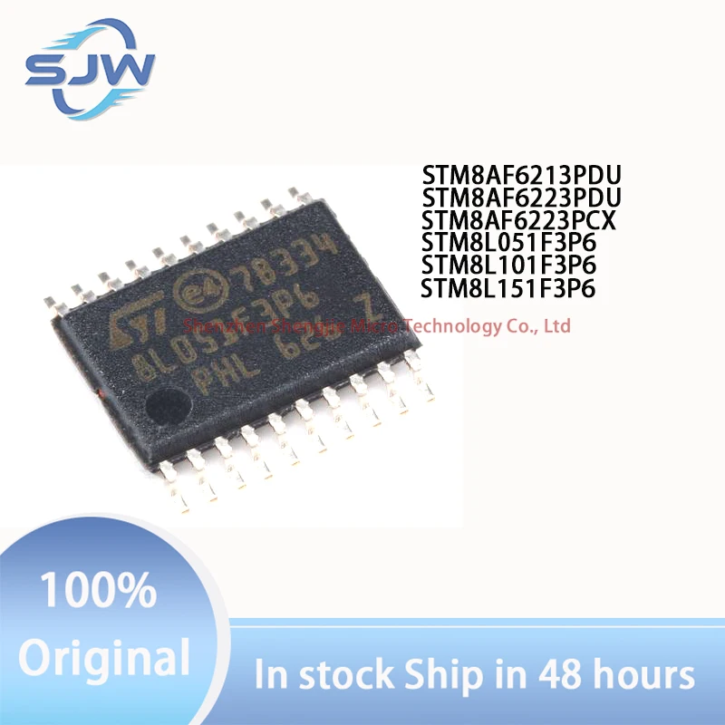 

STM8AF6213PDU STM8AF6223PDU STM8AF6223PCX screen printing 8AF6213PD 8AF6223PD 8AF6223PC encapsulation TSSOP-20 microcontroller
