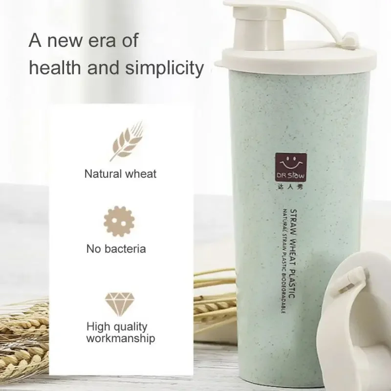 Wheat Straw Travel Mug Thermo Bottle Office Coffee Tea Bottle Cups Straw Plastic Thermal Insulatio Cup Thermos for Tea Drinkware