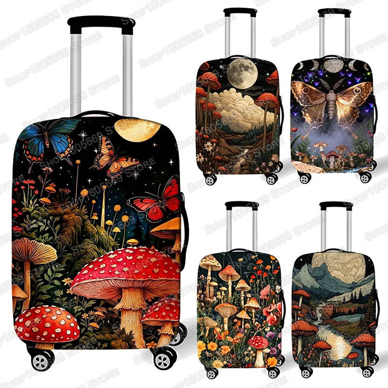 18-32 Inches Colorful Celestial Mushroom Mountain Luggage Cover Mushroom Lovers Women Trolley Case Protective Suitcase Covers