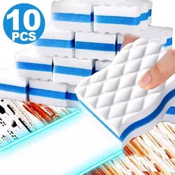 Borrador de esponja de limpieza, bloque de esponja Nano de alta densidad para cocina, oficina, baño, limpiador doble engrosado, azul y blanco, 1/10 piezas