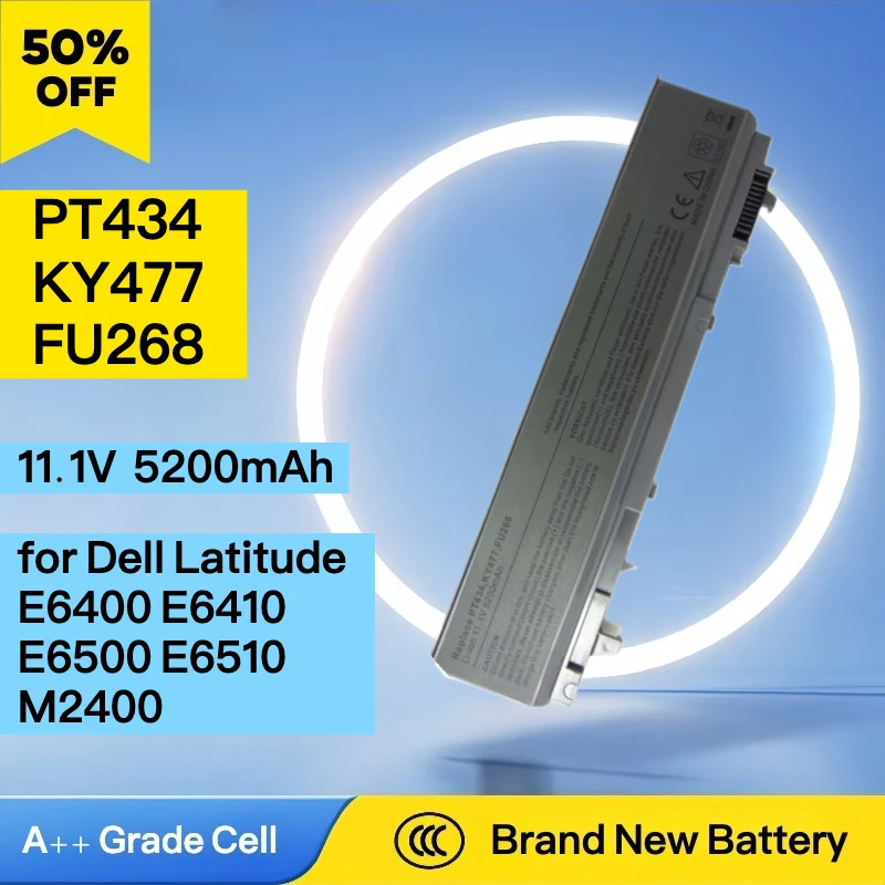 

PT434 KY477 FU268 5200mAh 11.1V New Repalacement Laptop Battery for Dell Latitude E6400 E6410 E6500 E6510 M2400 High Quality