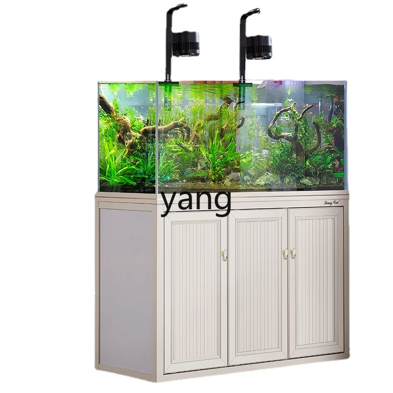 L'm'm Living Room Floor Super White Glass Family Custom Ecological Landscape Medium Fish Tank