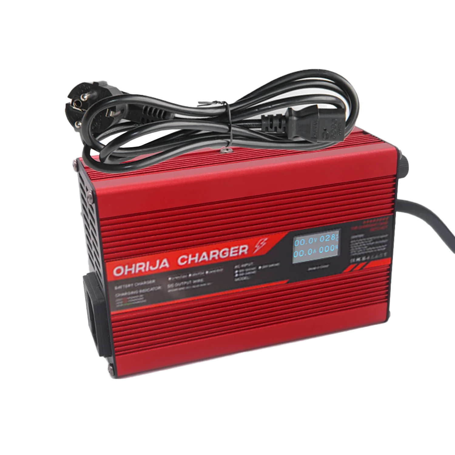 OHRIJA 58.4V 5A Charger Smart Aluminum Case Is Suitable For 16S 51.2V  LCD Dispay LiFePO4 Battery OLED Display Fast Charger 48V