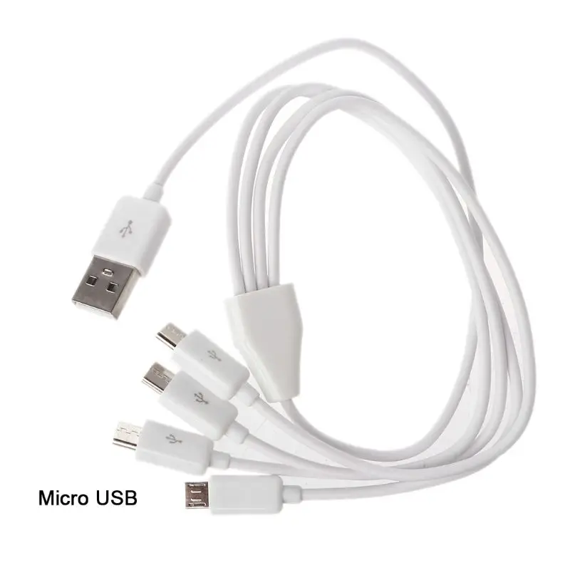 2024 New USB 2.0 A Male to 4 Micro USB Male Y Splitter Cable for samsung Mobile Phone Tablet Black/White Lightweight