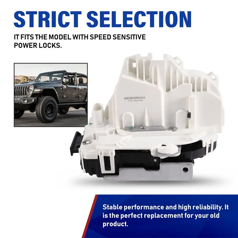 Efficientt-Rear Right Passenger Side Door Latch Speed Sensitive Power Lock Assembly 68282960AA For Jeep Wrangler Gladiator - view 6