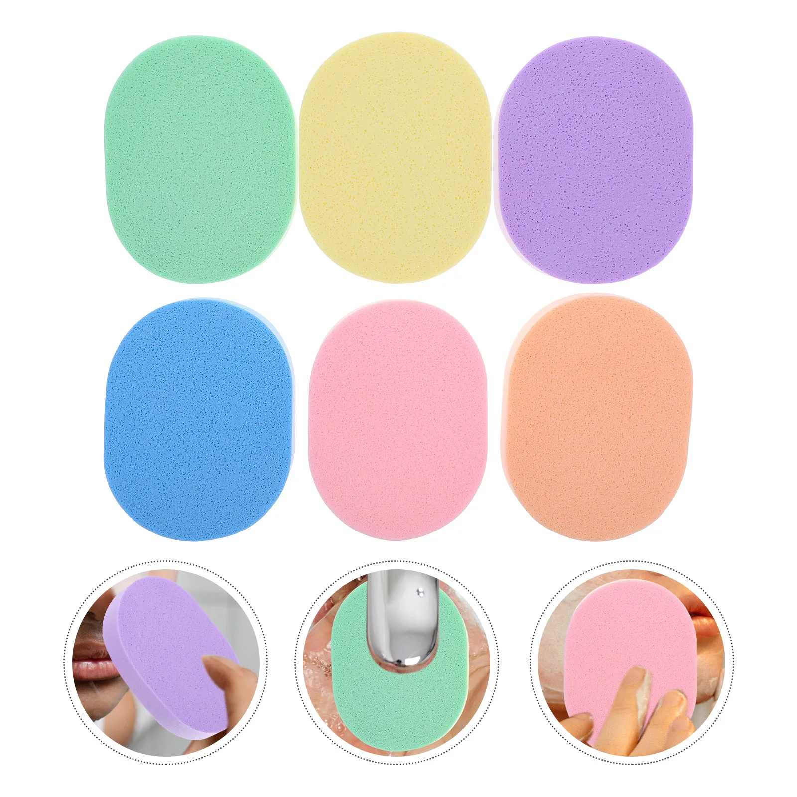 

6Pcs Facial Cleansing Sponges Soft Reusable Face Exfoliating Pads Makeup Remover Puff Portable Skin Cleansing Pad for Clean Face