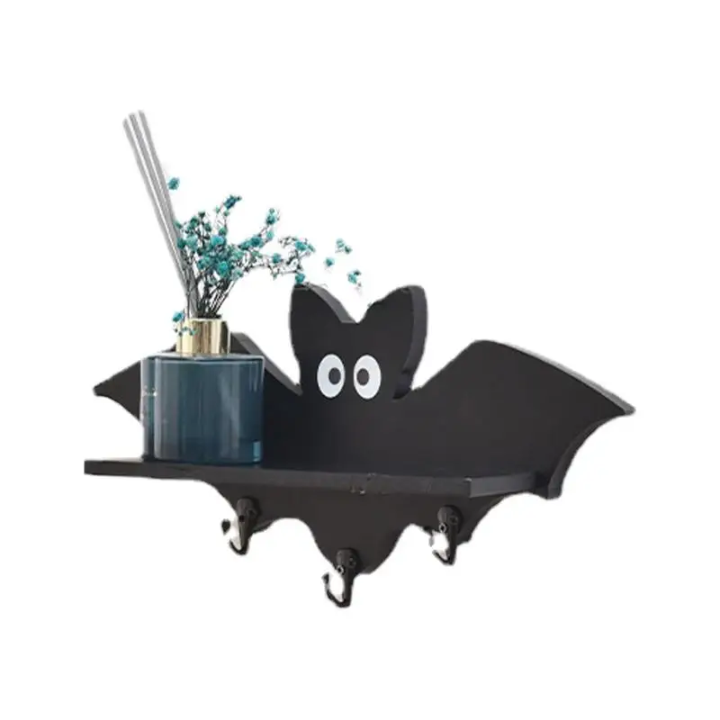 

Shelf With Hooks Cartoon Wooden Entryway Hooks Home Décor Accents Shelf With Bat Shape For Living Room Bedroom Entrance Hall