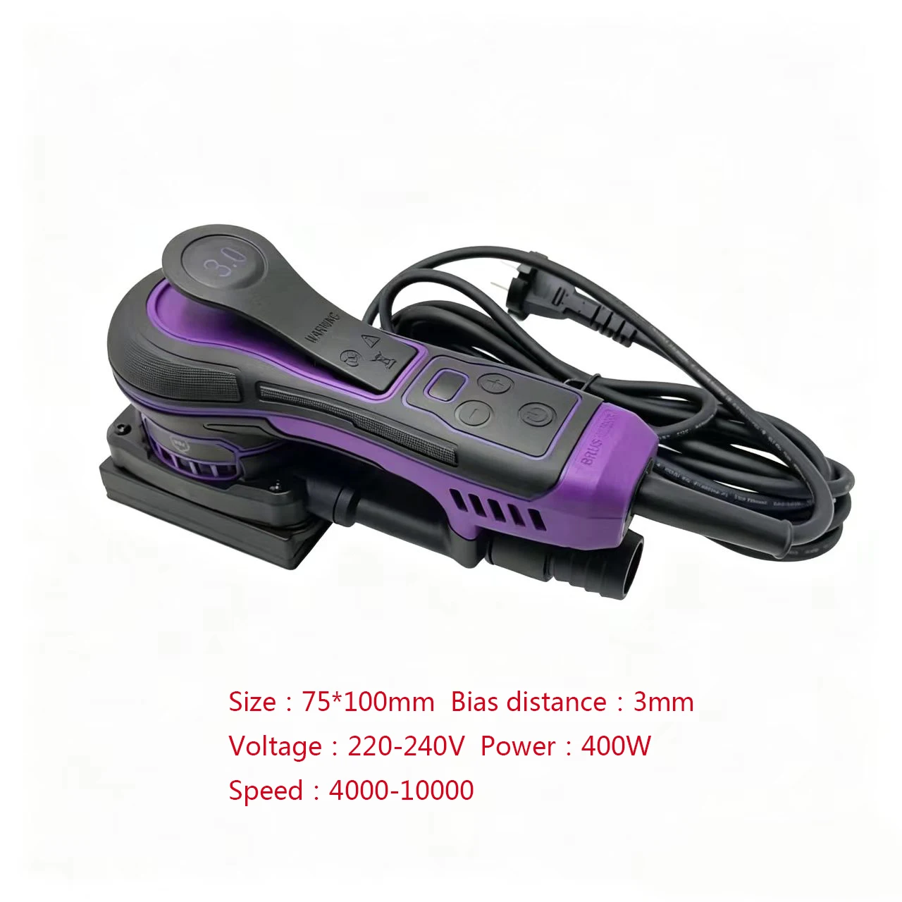 75*100mm Electric brushless sanding machine Offset distance 3mm Metal wood automotive sheet metal grinding and polishing