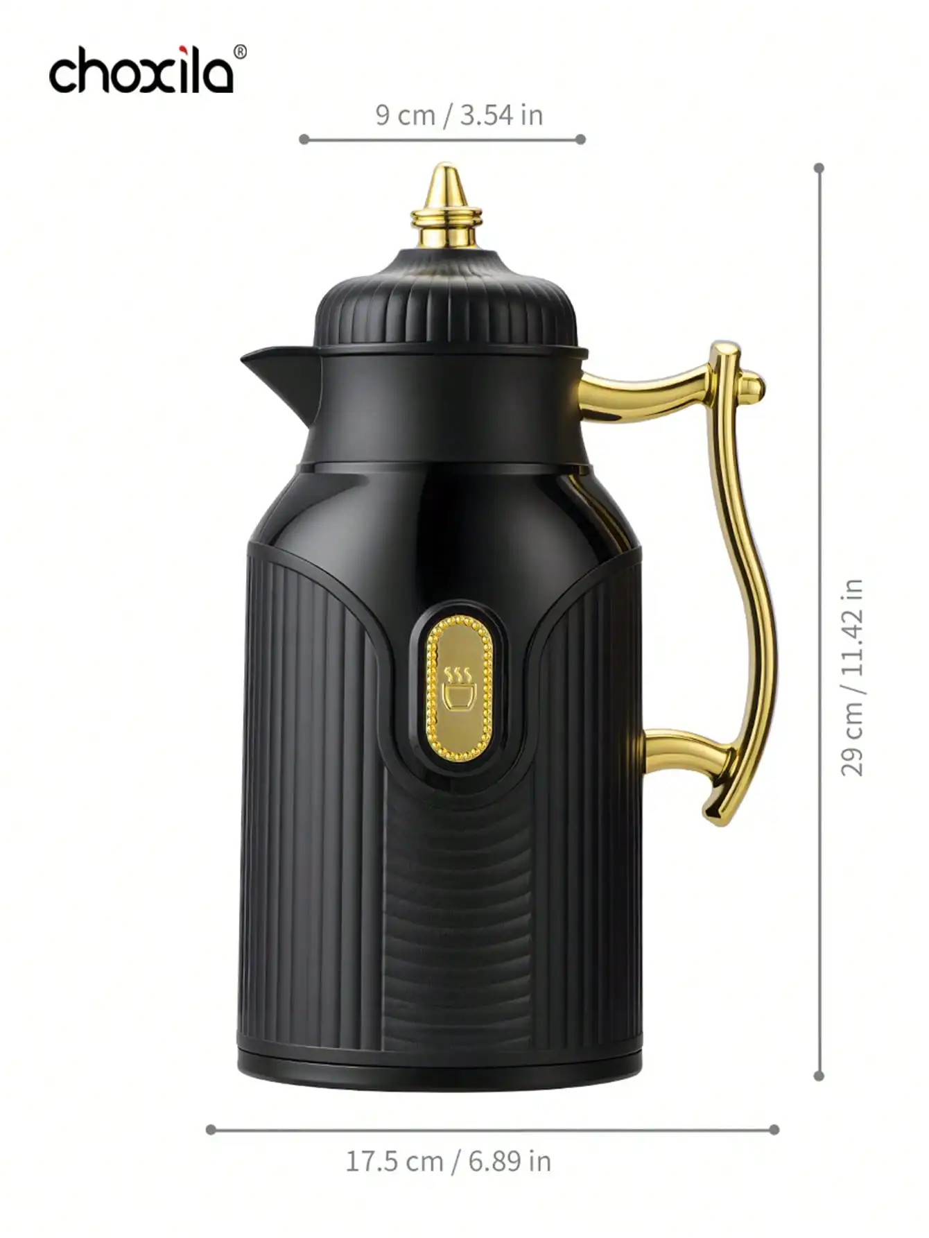 1pc Large-capacity insulated kettle, gold-plated style teapot, coffee kettle, thermos, hot water bottle, press-type glass inner - view 6