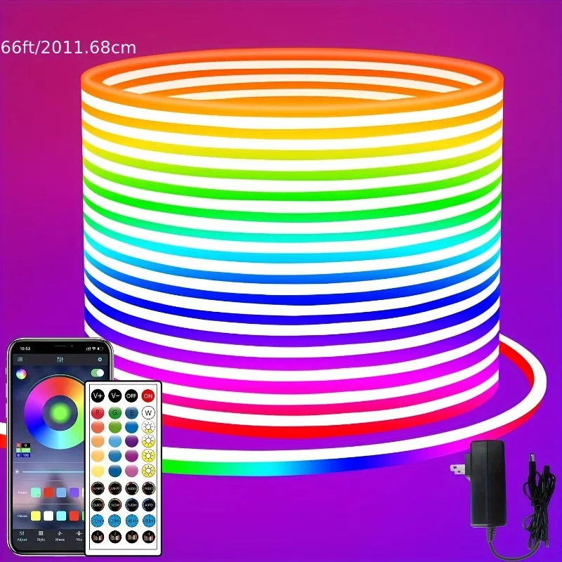 

Neon LED Rope Lights For Bedroom Flexible LED Light RGB flexible light configuration With Remote And APP Control