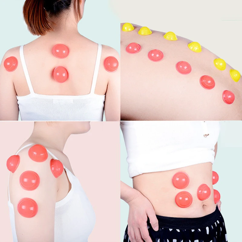 12Pcs Silicone Massage Jars Cupping Set Chinese Therapy Body Massager Anti Vacuum Cans
