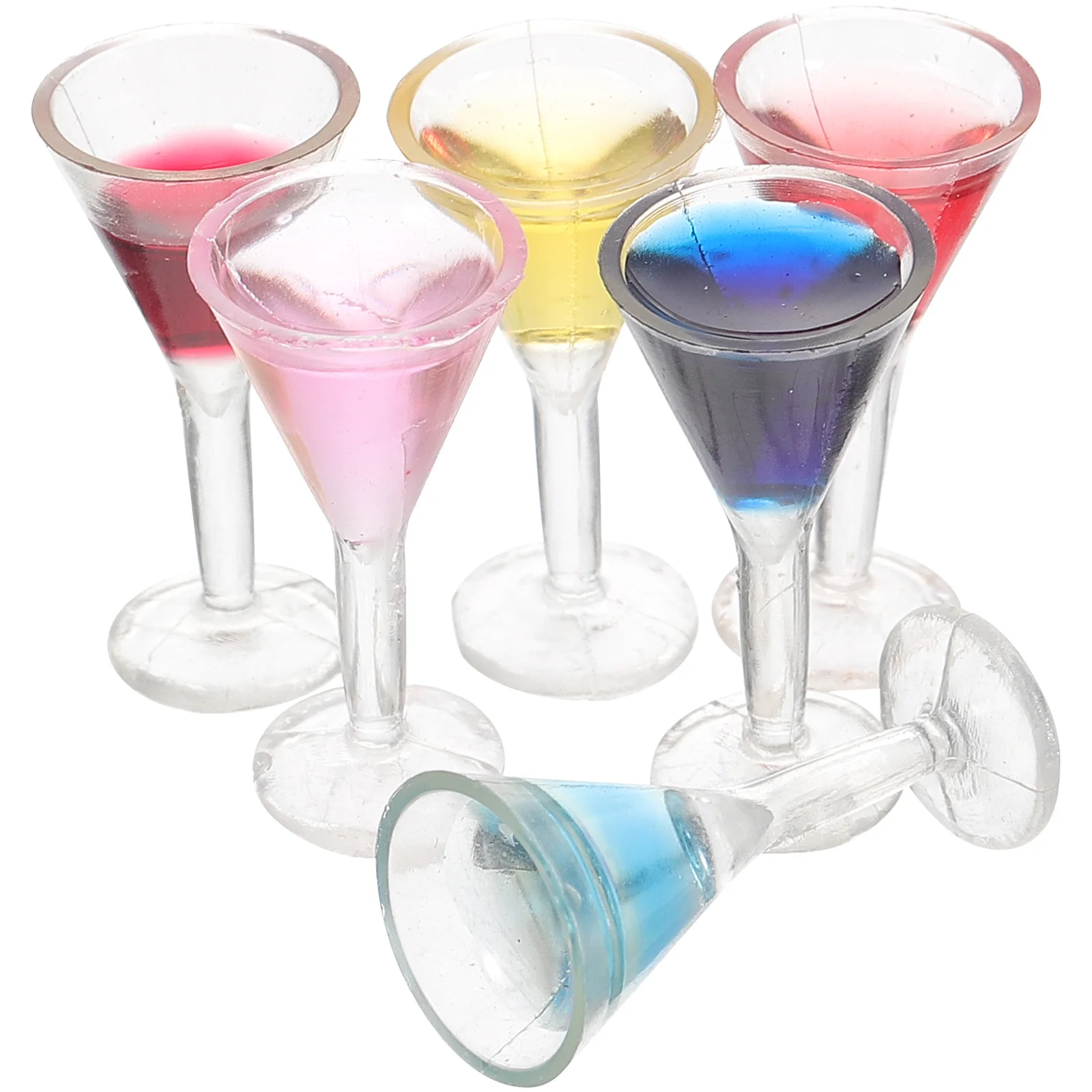 

6pcs Mini Cocktail Glasses Miniature Wine Goblet For Kids House Decor Accessory Red Wine Cup Kitchen Playset Tabletop Prop