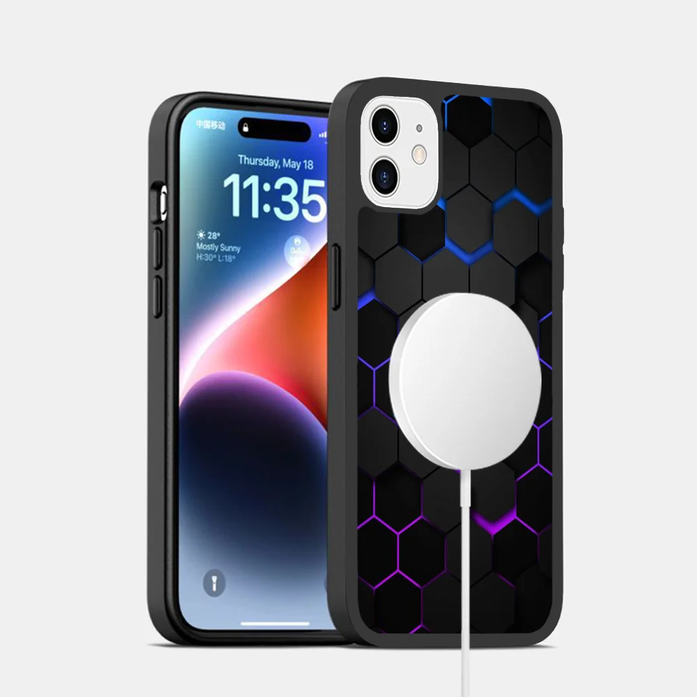Luxury Geometry Cool Phone Case Magnetic Case For iPhone 14 13 12 11 15 Pro Max Plus Mini For Magsafe Wireless Charge Cover image 5