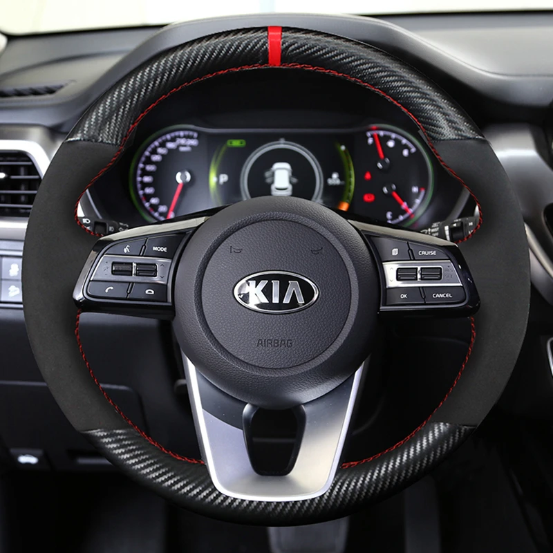 Custom DIY Car Steering Wheel Cover 100% Fit For Kia K5 Optima 2018 2019 Sportage 3 2019 Forte Ceed Cee\'d 2017 2018 2019