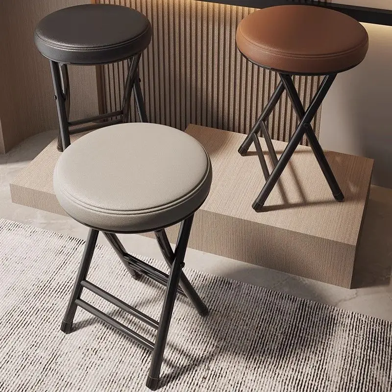 Adult Metal Folding Stool Full-Steel Reinforced Square Frame Optional Backrest Multiple Color Combinations No Assembly Portable