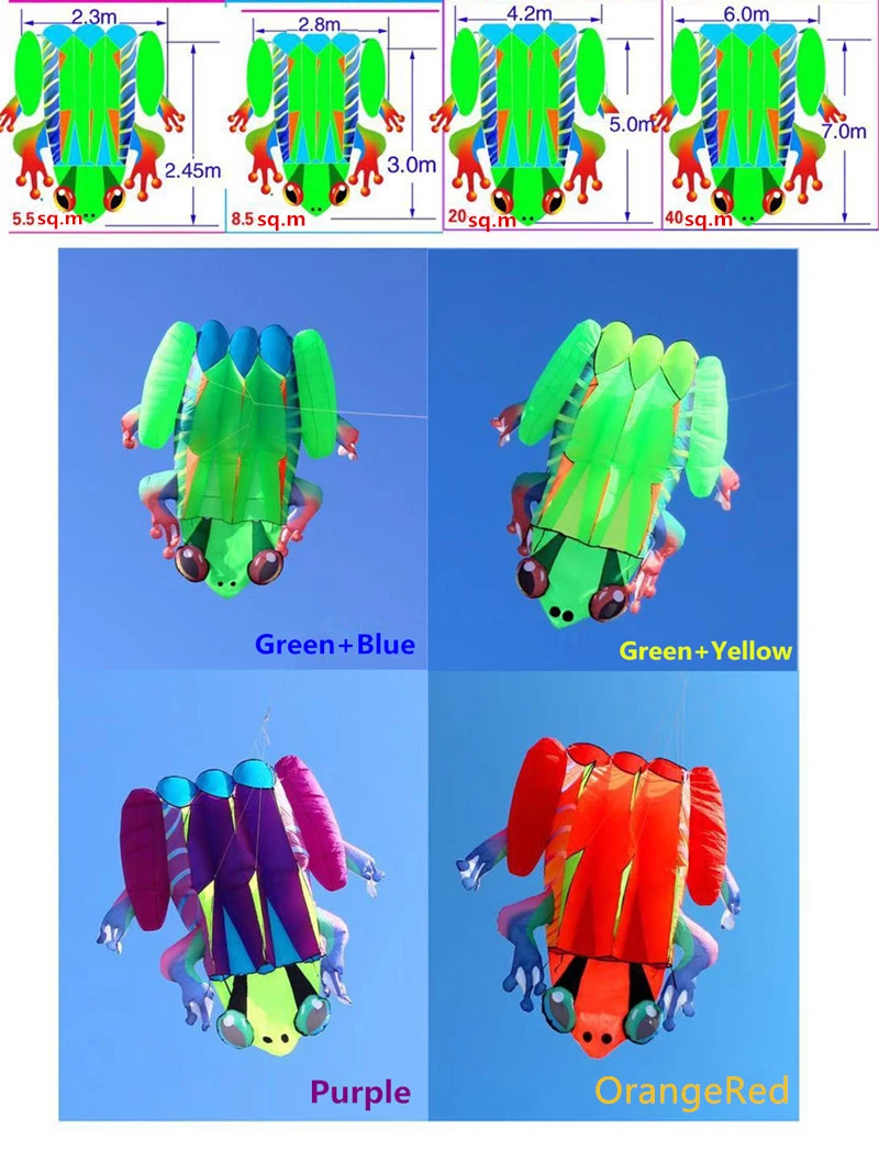 Grand cerf-volant grenouille volant cerf-volant souple pour adultes ligne de cerf-volant planche à voile jouets de plein air cerf-volant gonflable professionnel bobine koi Parachute