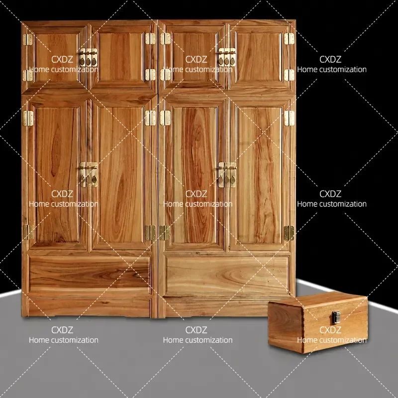 Full Tenon and Mortise Structure Camphor Wood Top Box Cabinet Large Wardrobe with Storage Solid Wood Suitcase Style Closet