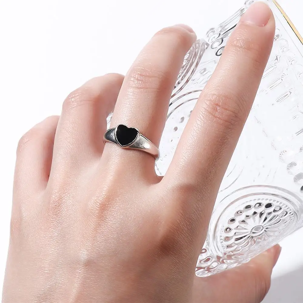 Gifts Adjustable Open Ring Geometric Index Finger Ring Party Heart Stackable Rings Heart Chain Ring Korean Style Women Rings