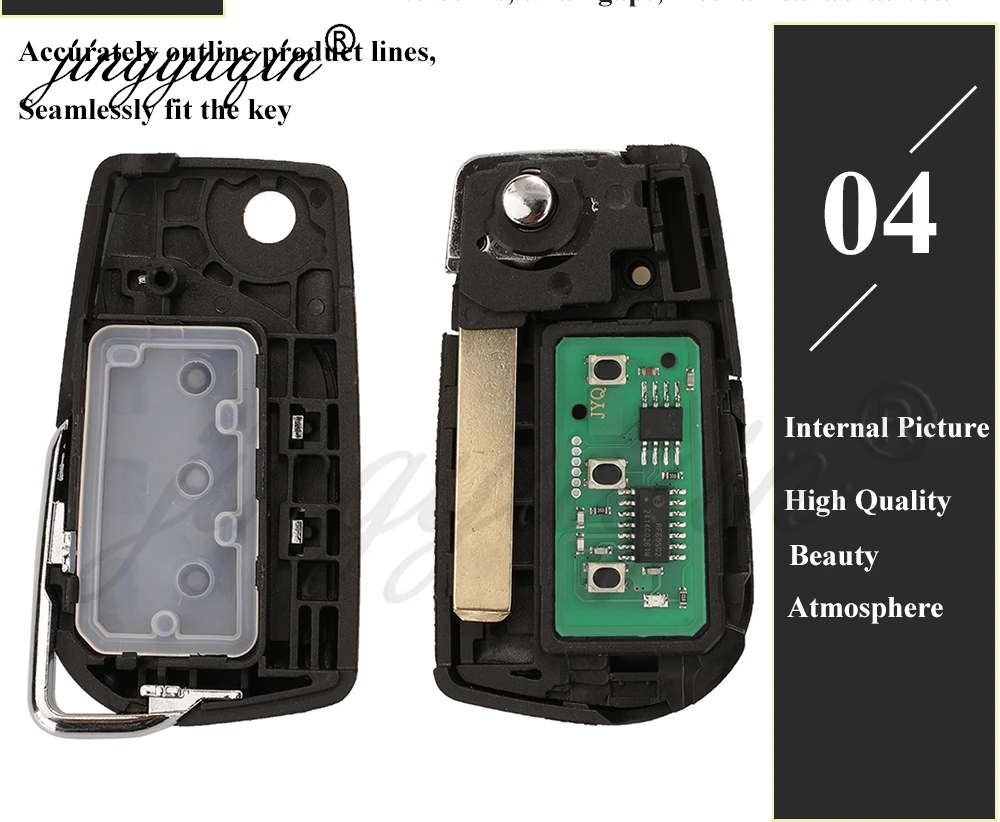 Jingyuqin VA2 Flip Remote Auto Schlüsselanhänger 433 MHz H-8A für Toyota Aygo Corolla Auris /G Chip fit Verso Avensis S 000048000 A03TAA – Detail 9