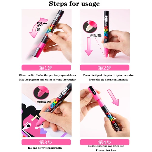 Imagen 2 del producto Uni Posca-rotulador de pintura japonés, PC-1M, póster POP, Graffiti, Manga, publicidad, suministros de arte, papelería Multicolor opcional, 0,7mm