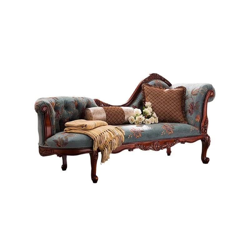 American solid wood concubine chair fabric balcony leisure concubine chair sofa bedroom beauty couch European separate small rec