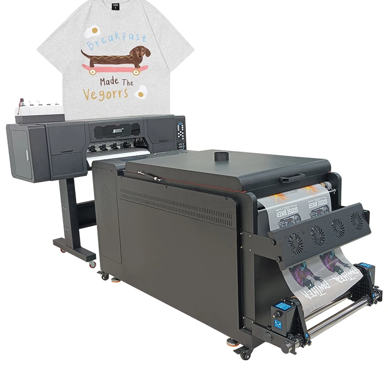 High productivity quality st-604 dtf printer with four heads i3200A1 and circulation power shaker machine for t-shirt caps socks